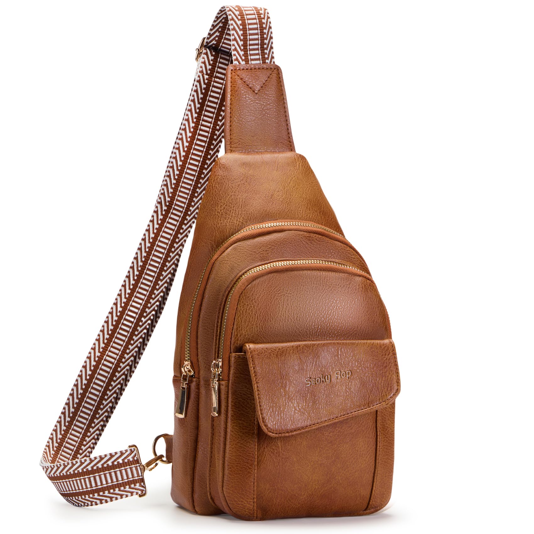 Seoky Rop Crossbody Bag for Women Small Sling Bag Leather Shoulder Cross Body Bag for Travel Brown