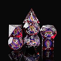 Vista 6 de Beholder's Eye - Juego de dados DND, juego de dados de borde afilado de ojo de dragón, hecho a mano, 7 accesorios de dados poliédricos
