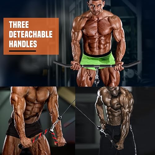 Miniatura 7 de SERTT Sistema de polea de cable para gimnasio, accesorio de polea de estante eléctrico con barra desplegable LAT 2 en 1 y pasador de carga mejorado,