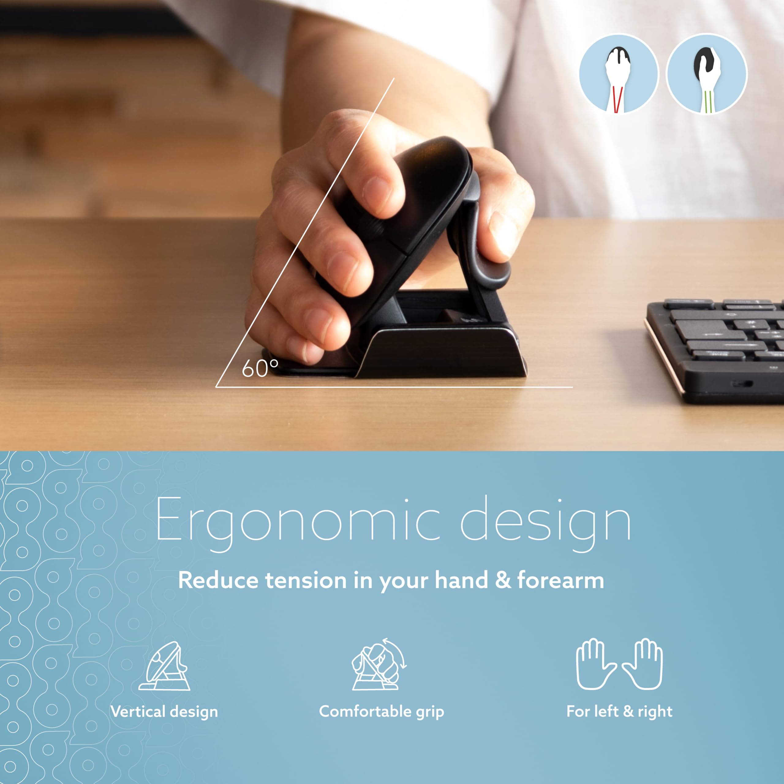 R-Go myszka Twister ergonomiczna oburęczna USB i Bluetooth czarna