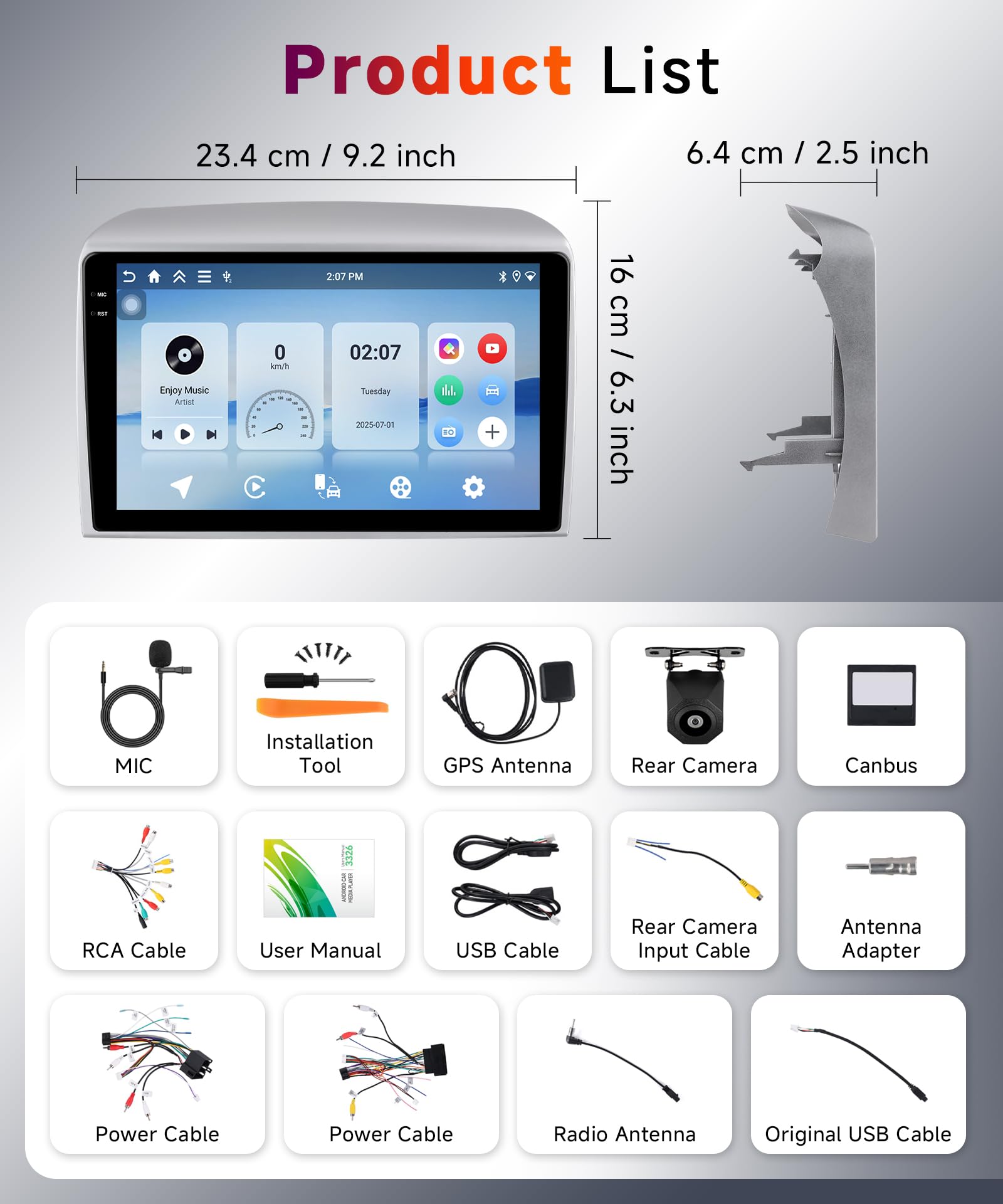 【4+64G】Hodozzy Carplay Autoradio per Lancia Ypsilon 2006-2011, 9 Pollici Schermo In-Cell Stereo Auto Bluetooth 5.0 con Android Auto/EQ/GPS/Wifi/RDS/USB/SWC+Telecamera Posteriore