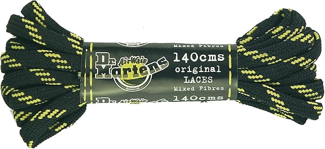 Dr Martens 140cm x 5mm Cord Black & Gold Spirals Shoe Boot laces