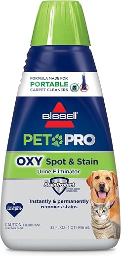 Bissell PET PRO OXY Spot & Stain Formula for Portable Carpet Cleaners,...