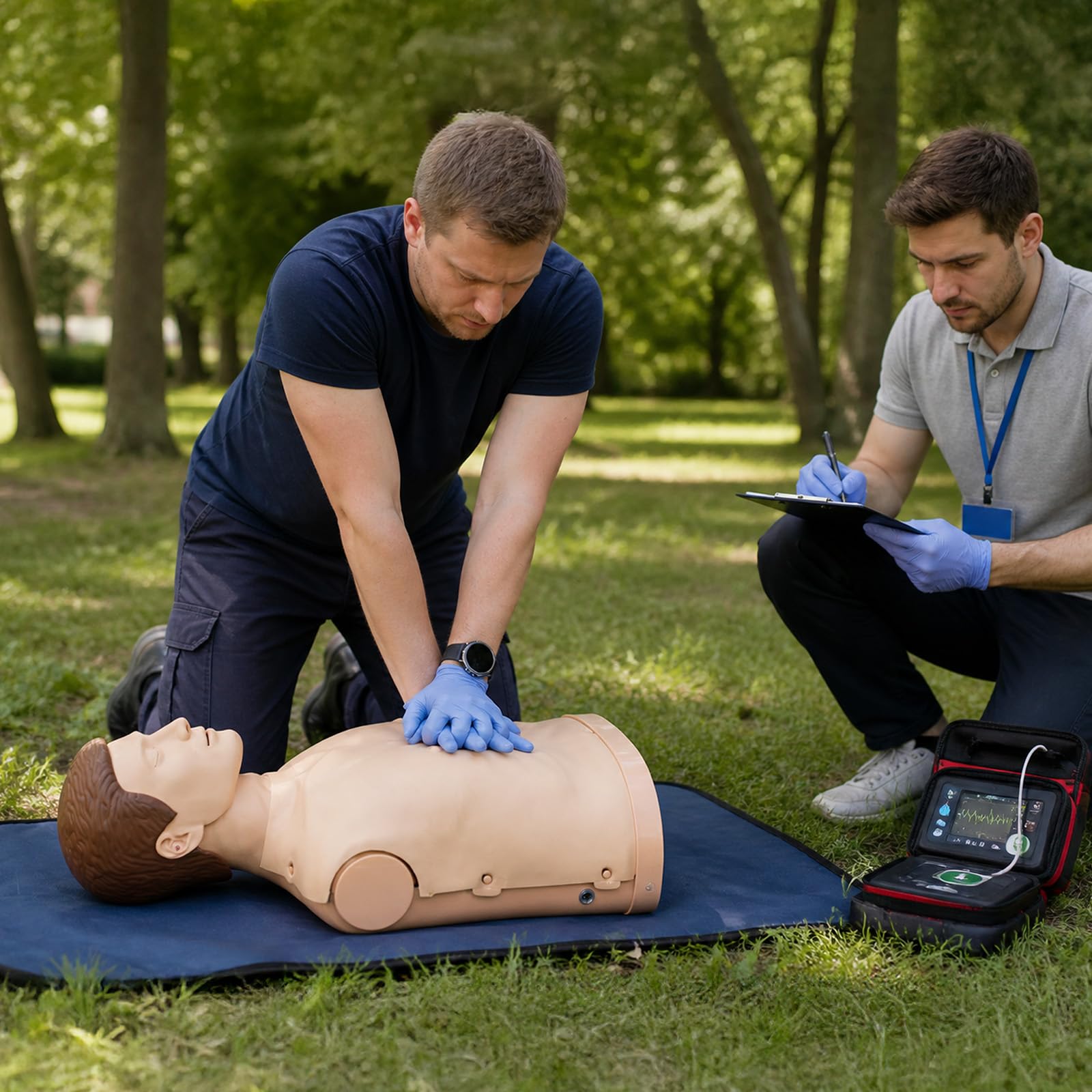 CPR Puppe Erwachsene Halbkörper Reanimationspuppe Herz-Lungen-Wiederbelebung Trainingsmodell Erste Hilfe Übungspuppe für Beatmung und Herzdruckmassage 73 x 35 x 19 cm