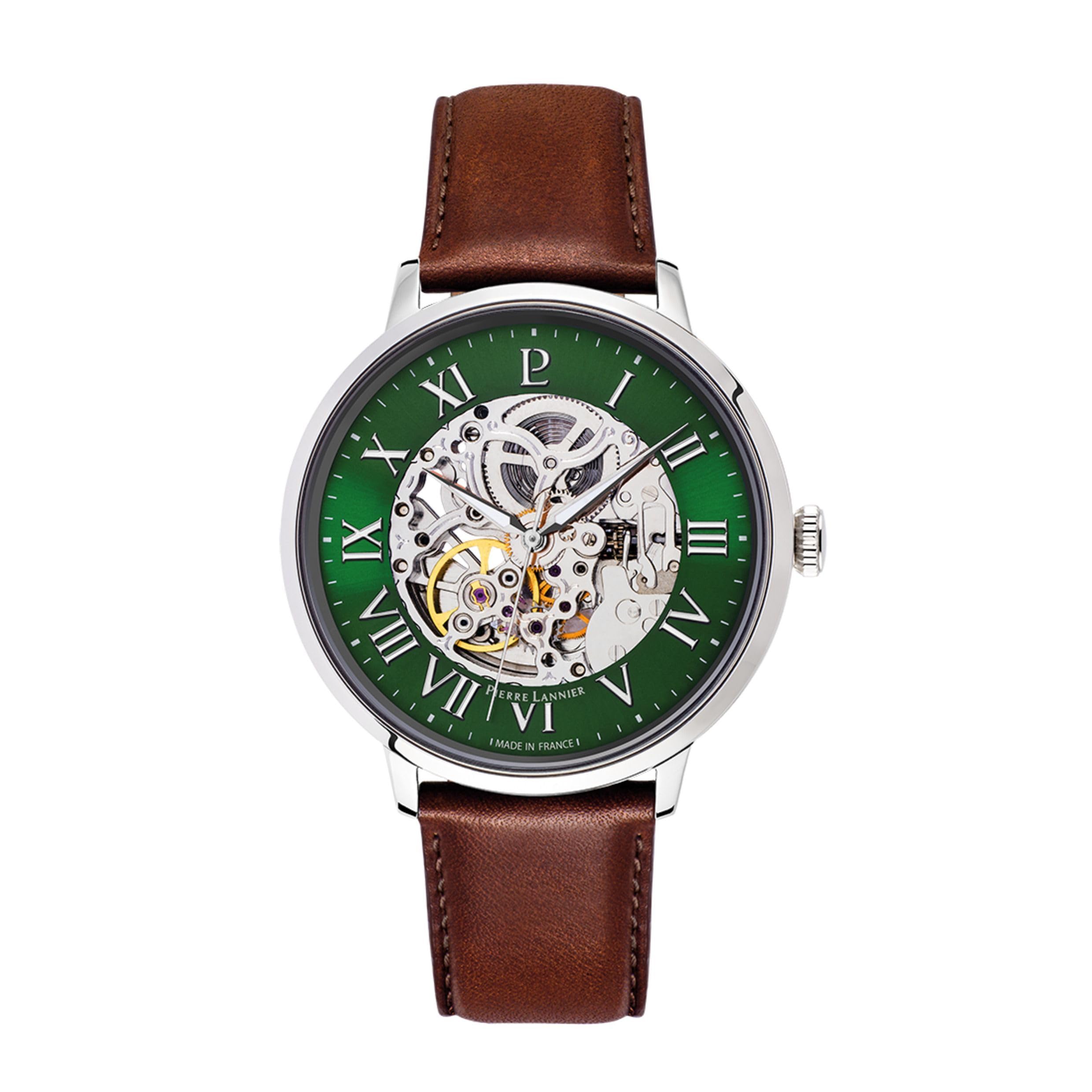 Pierre Lannier - Montre Automatique Automatic - Automatic Mouvement de Montre - Epaisseur du boîtier: 13.5 mm - Largeur du boîtier: 42 mm - Acier Inoxydable - Vert - 5 ATM