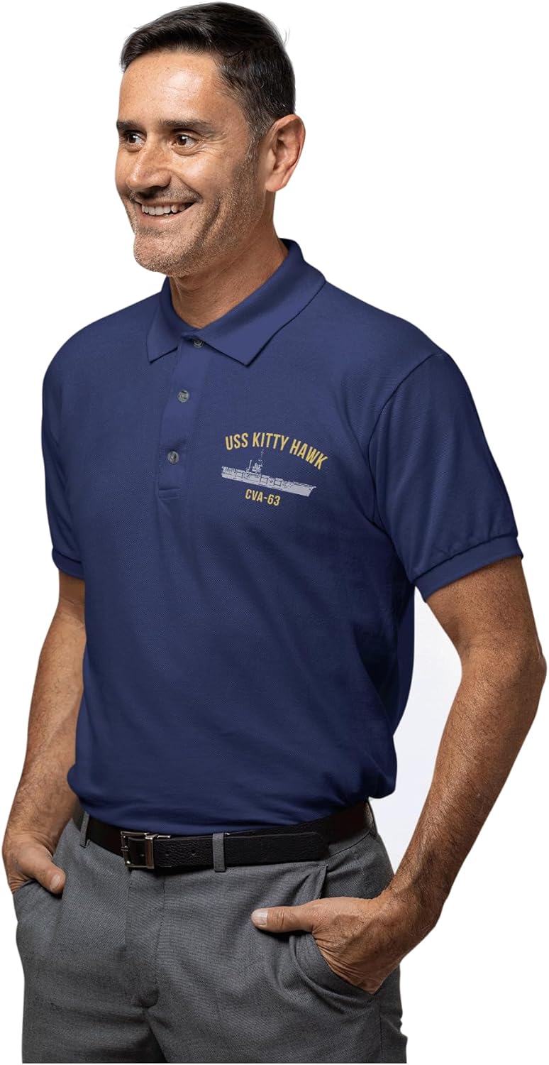 Military Productions US Navy USS Kitty Hawk CVA-63 Polo Shirt Officially Licensed