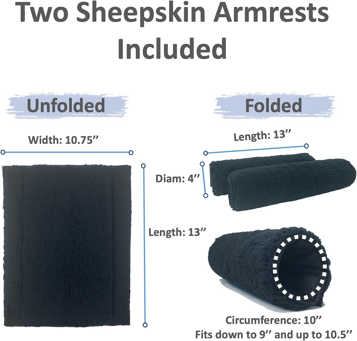 We&Life Wheelchair Armrest Pads (Pair, Black, 9 inches)-Wheelchair Cushions for Seniors & Adults | Arm Rest Padded Cover | Armrest Covers for Office & Transport Chair & Mobility Scooter : Health & Household