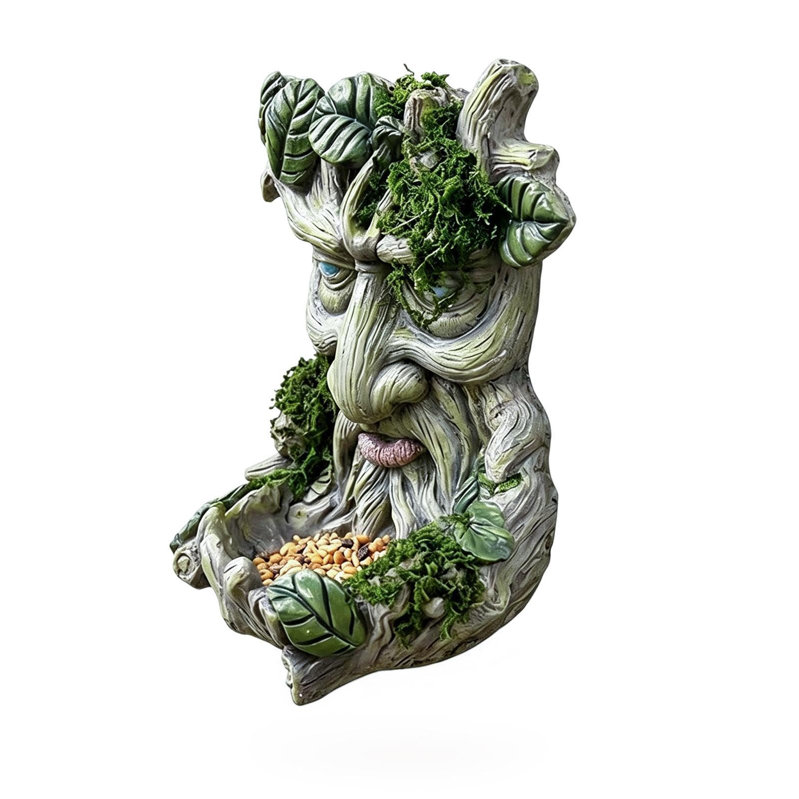 para pájaros con Cara de árbol – Escultura de máscara de guardián del Bosque de Resina 3D de 5,12 Pulgadas, Acento artístico de jardín Resistente a la Intemperie, Unidad de decoración colgant