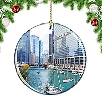 Vista 33 de Weekino Illinois Chicago Wrigley Field USA - Adorno para árbol de Navidad, decoración colgante para colgar, colección de recuerdos de viaje por