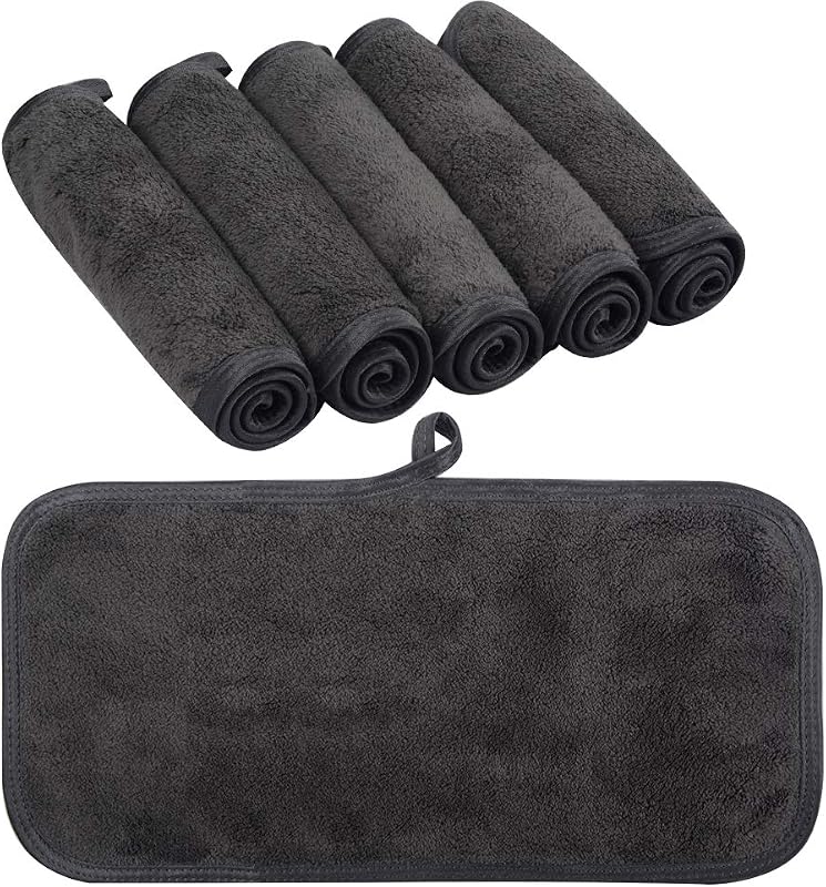 KinHwa Abschminktücher Waschbar Mikrofaser 6er Set 15x30cm, Ultraweich Gesichtstuch, Make Up Entferner Tuch Nur mit Wasser, Wiederverwendbar Waschlappen Gesicht, Saugfähig, für empfin(Dunkelgrau)