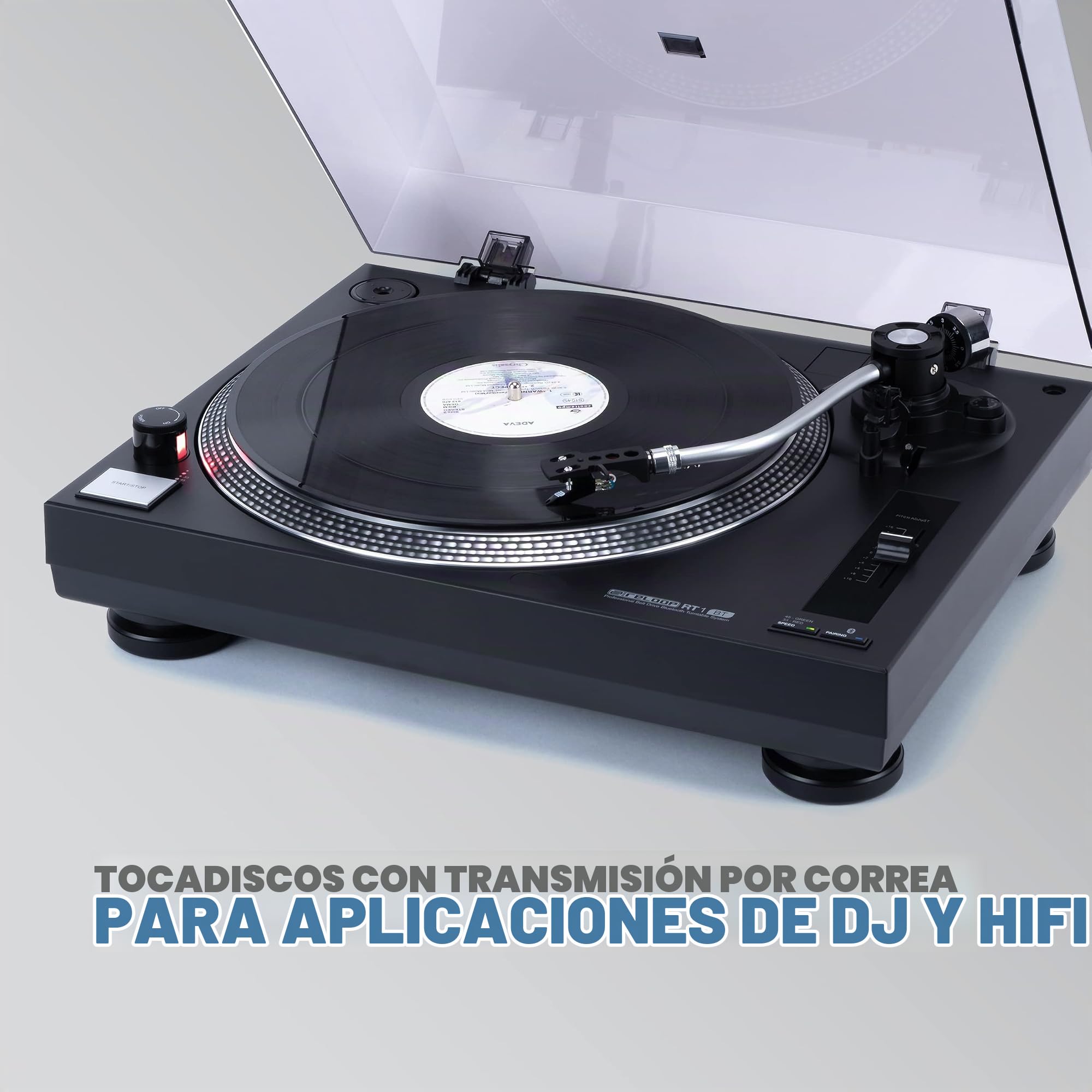 Giradiscos Reloop RT-1 BT con accionamiento por Correa para Aplicaciones de DJ y HiFi, Salida Bluetooth para conexión inalámbrica con Altavoces Bluetooth