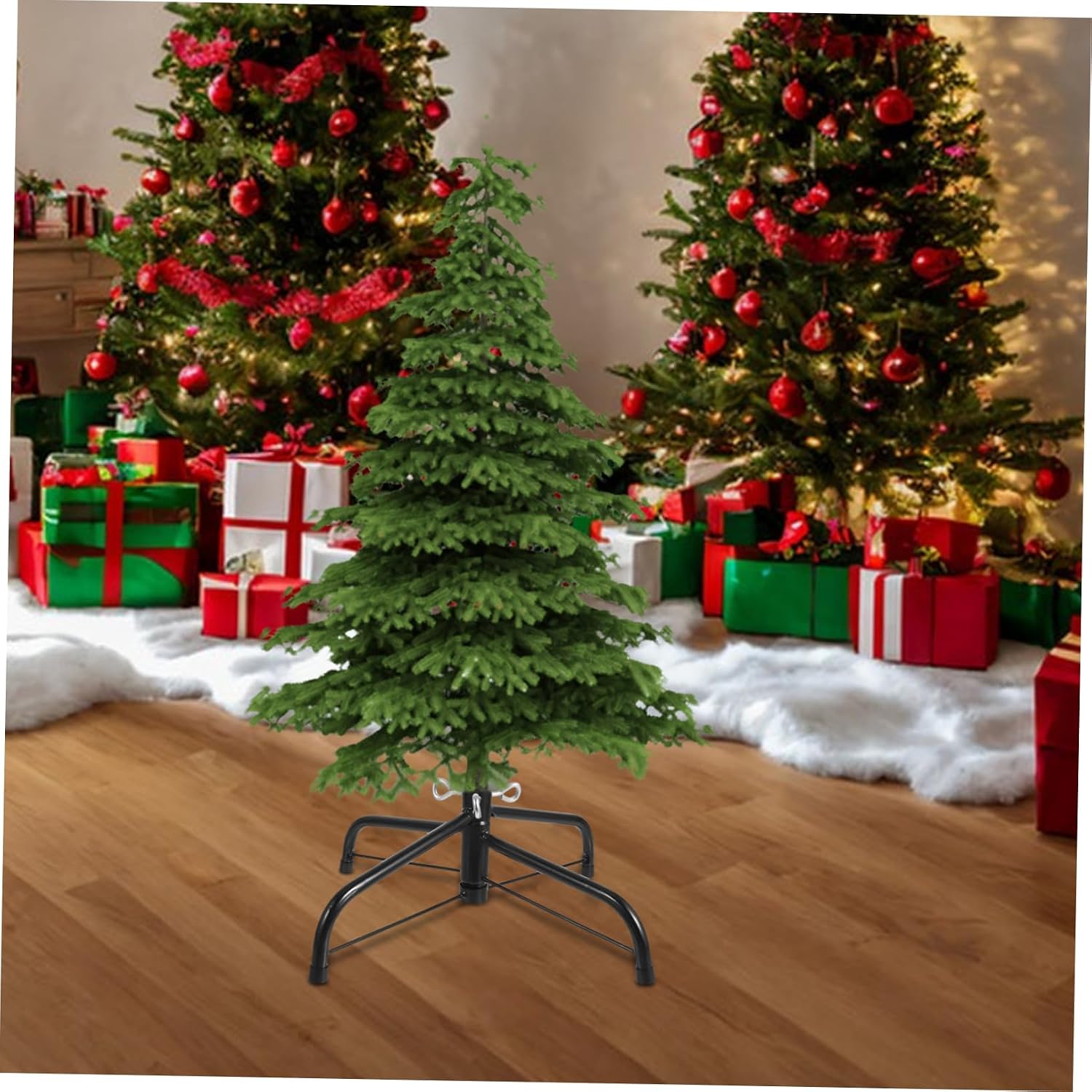 Christmas Tree Stand Legs 35cm Metal Holder Mat Portable and Easy to Install for Prelit Mini Trees (Blackish)