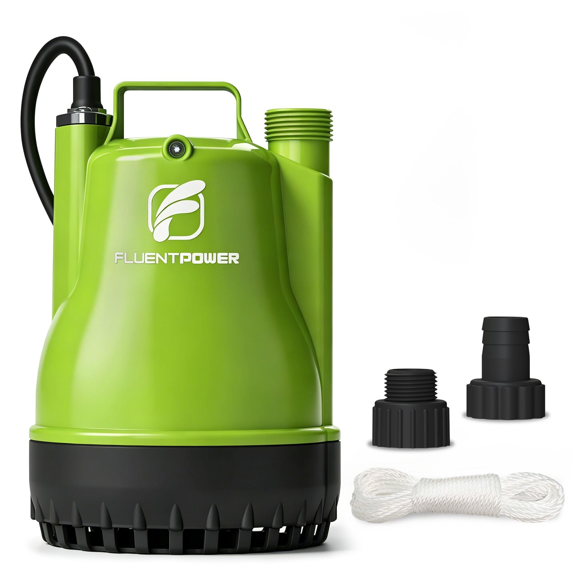 fluentpower 1/4hp utility pump 1900gph portable submersible sump pump, manual control with 16.4 ft cord for draining water from pool pond garden hot tub basement tankless heater liquids