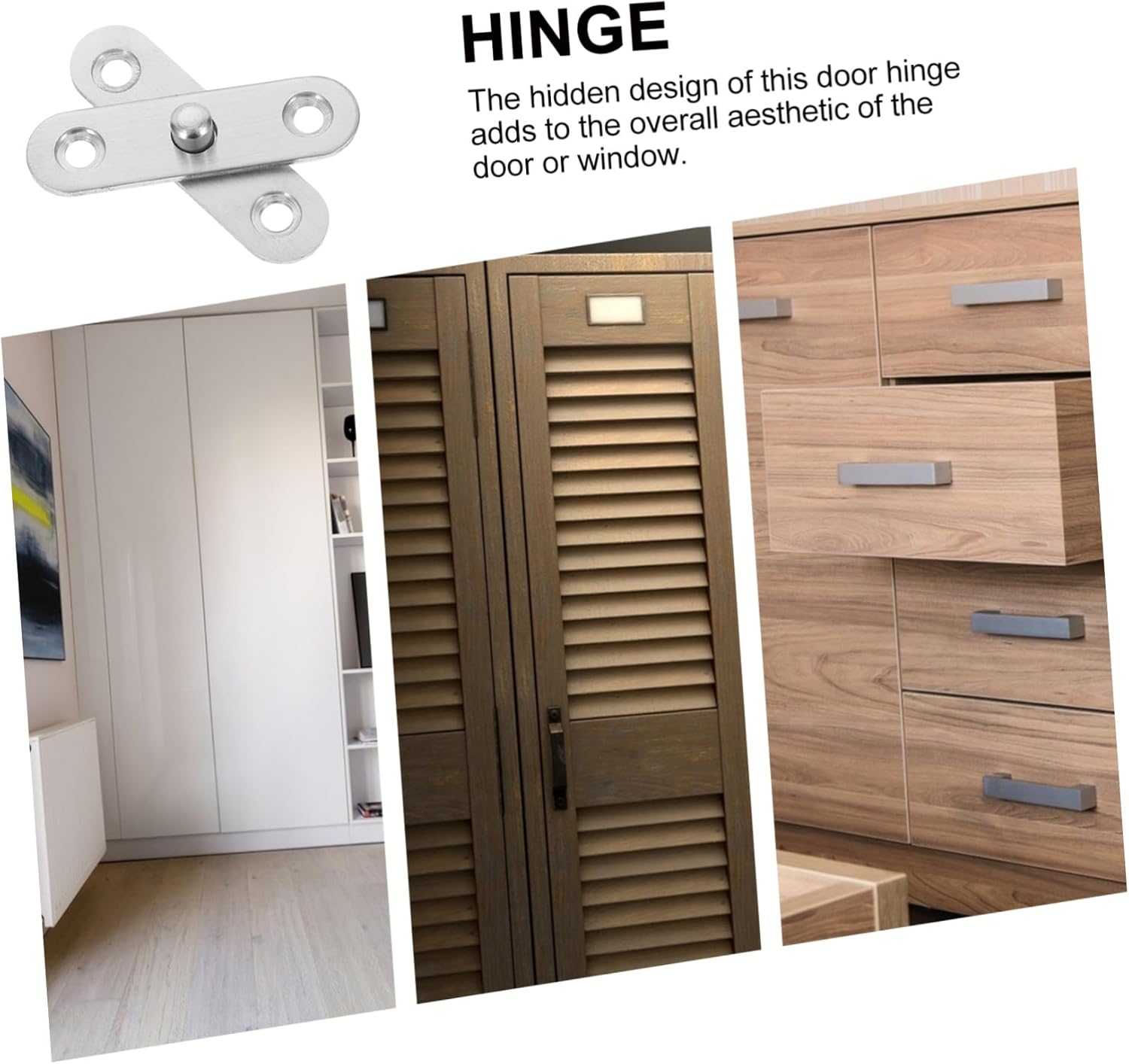 Toyvian 20pcs Stainless Steel Hidden Door Hinge Rotatable Hinge Easy to Install for Doors