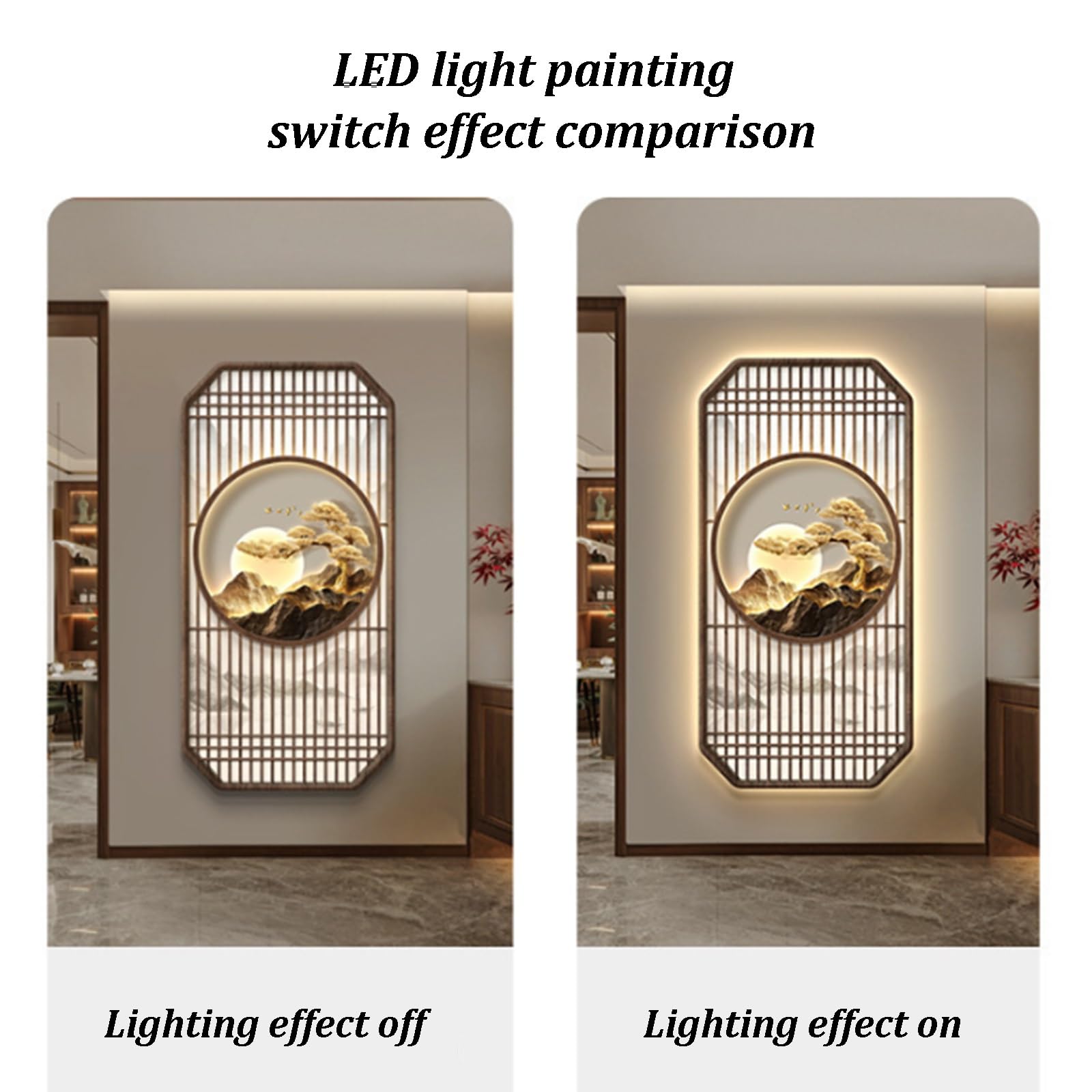 IBOWZ Décoration Murale 3D avec éclairage LED, Grande Sculpture Murale, Applique Murale en Porcelaine Cristal, Sculptures murales paysagères créatives pour l'entrée du Salon