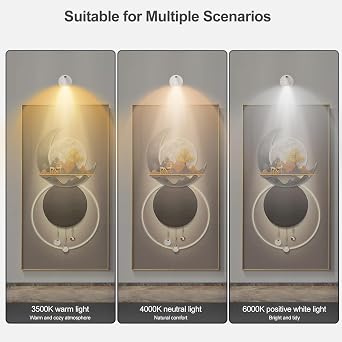 Wireless Led Spotlight Indoor - Infrared Remote Control Dimming and Color Cupboard Lights, Flicker Free and Eye Friendly Wireless Light, 360° Rotation and 90° Elevation Spotlight Lamp [Energy Class A]