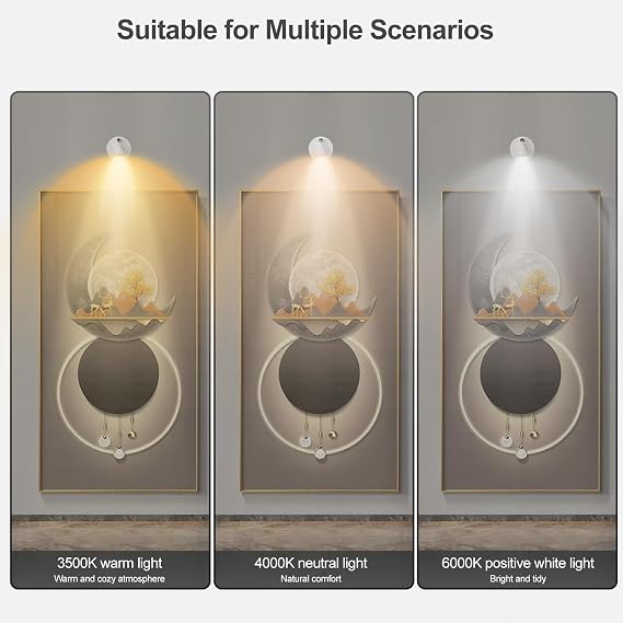 Wireless Led Spotlight Indoor - Infrared Remote Control Dimming and Color Cupboard Lights, Flicker Free and Eye Friendly Wireless Light, 360° Rotation and 90° Elevation Spotlight Lamp [Energy Class A]