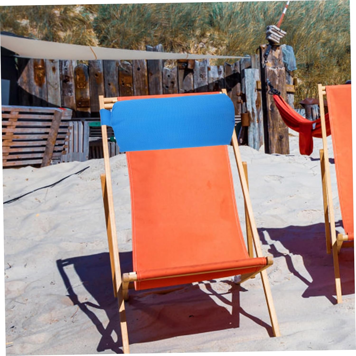 VICASKY Beach Chair Head Pillow Adjustable Strap Outdoor Lumbar Support for Patio Pool and Garden Recliners Comfortable Folding Chair Accessories
