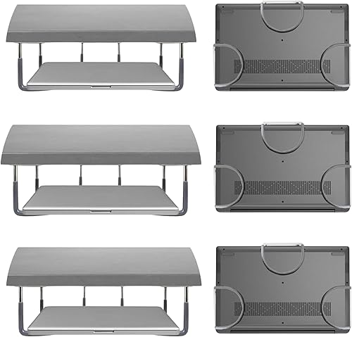 Miniatura 8 de TidyFriend - Soporte de goma para laptop debajo del escritorio, 3 estantes en 1 juegos, soporte para laptop debajo del escritorio, organizador con
