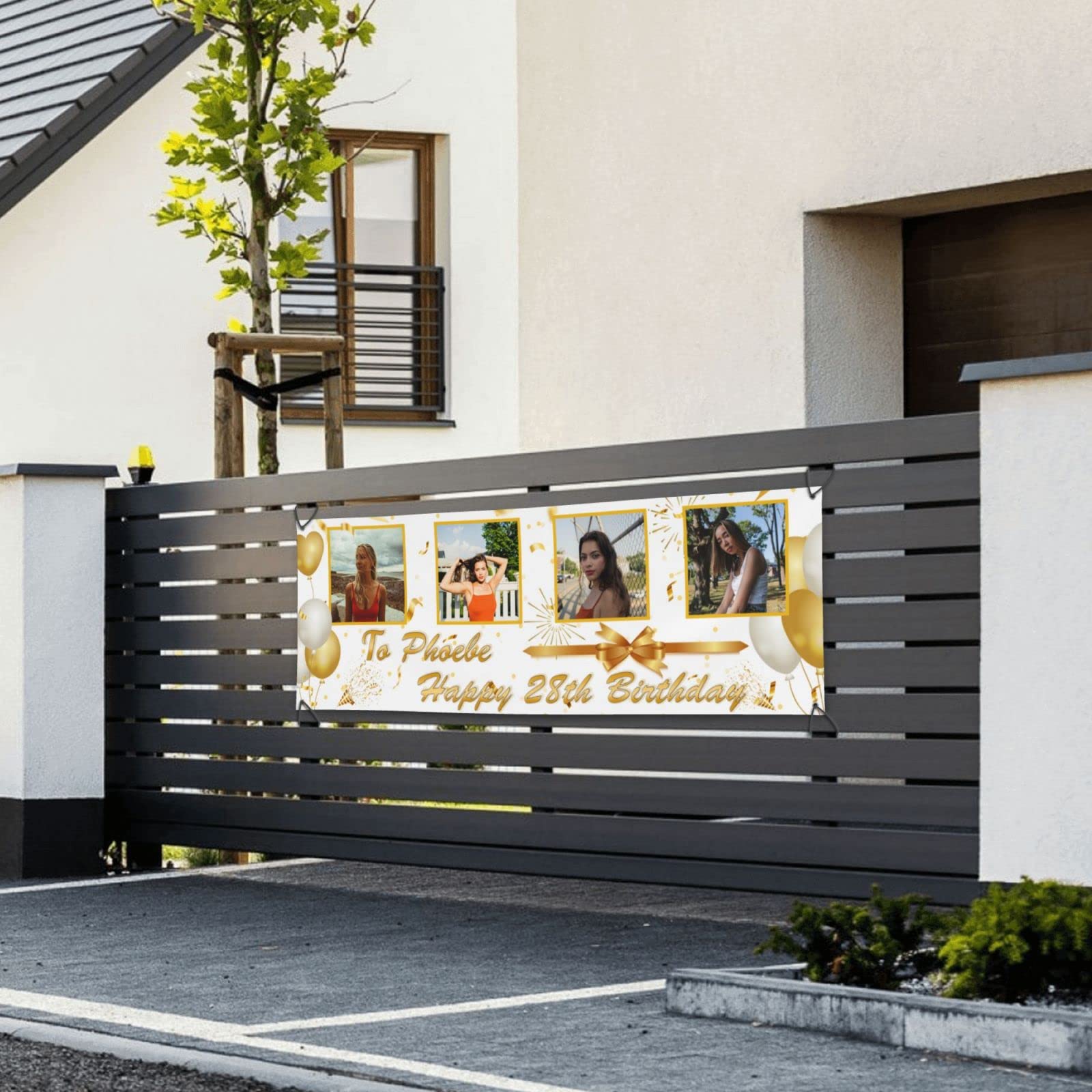 Personalisierbares Geburtstagsbanner – Gold, Für Innen & Außen, Größen 30x90 Cm & 60x180 Cm