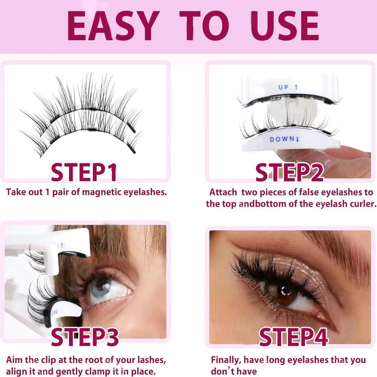 Ciglia Magnetiche Riutilizzabili E Strumenti Per Lash Magnetici | Kit 4 Paia di Ciglia Finte Senza Colla con Applicatore Ideale Per Casa, Appuntamenti, Spettacoli,
