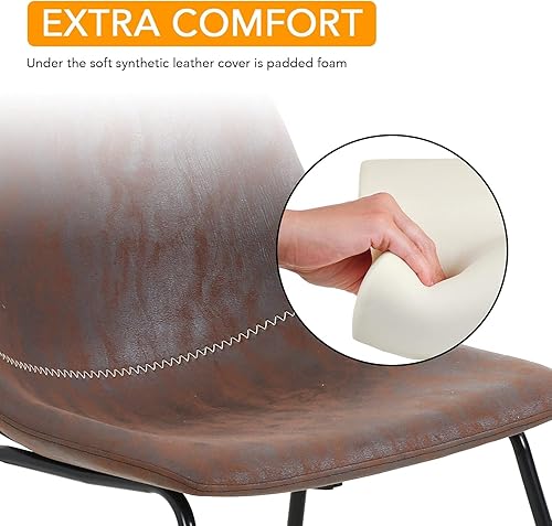 Miniatura 6 de PayLessHere Juego de 2 sillas de comedor, sillas de cocina, sillas de sala de estar, taburetes de mostrador con respaldo, isla de cuero (18 pulgadas)
