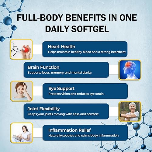 Miniatura 3 de VitalRemedyMD VitalOils1000 One a Day cápsulas blandas recubiertas entéricas aceite de pescado Omega 3 de alta potencia DHA EPA 1000 mg por tapa