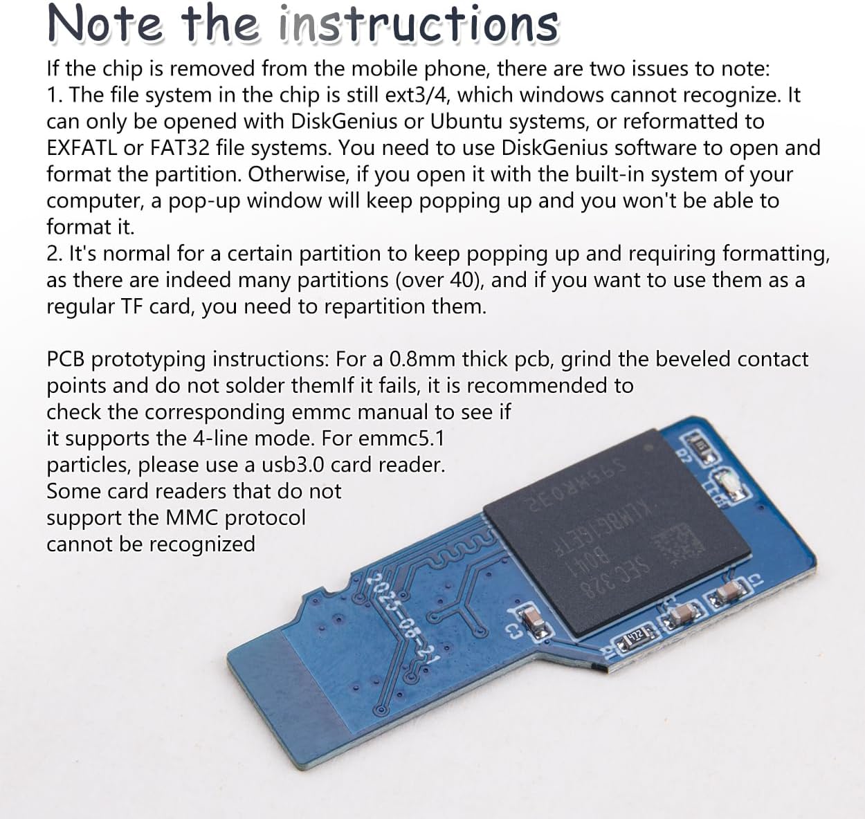 ZORZA 1Pcs High-Speed EMMC to TF Card Adapter Module 8GB Stable BGA153/169 to Micro SD Conversion for Enhanced Performance