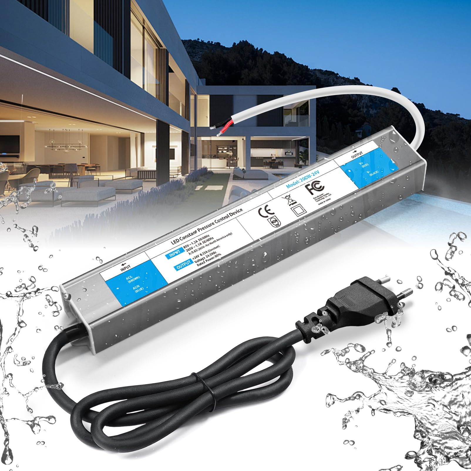 Transformateur 220V 24V 200W pour alimentation de ruban LED en extérieur - 8
