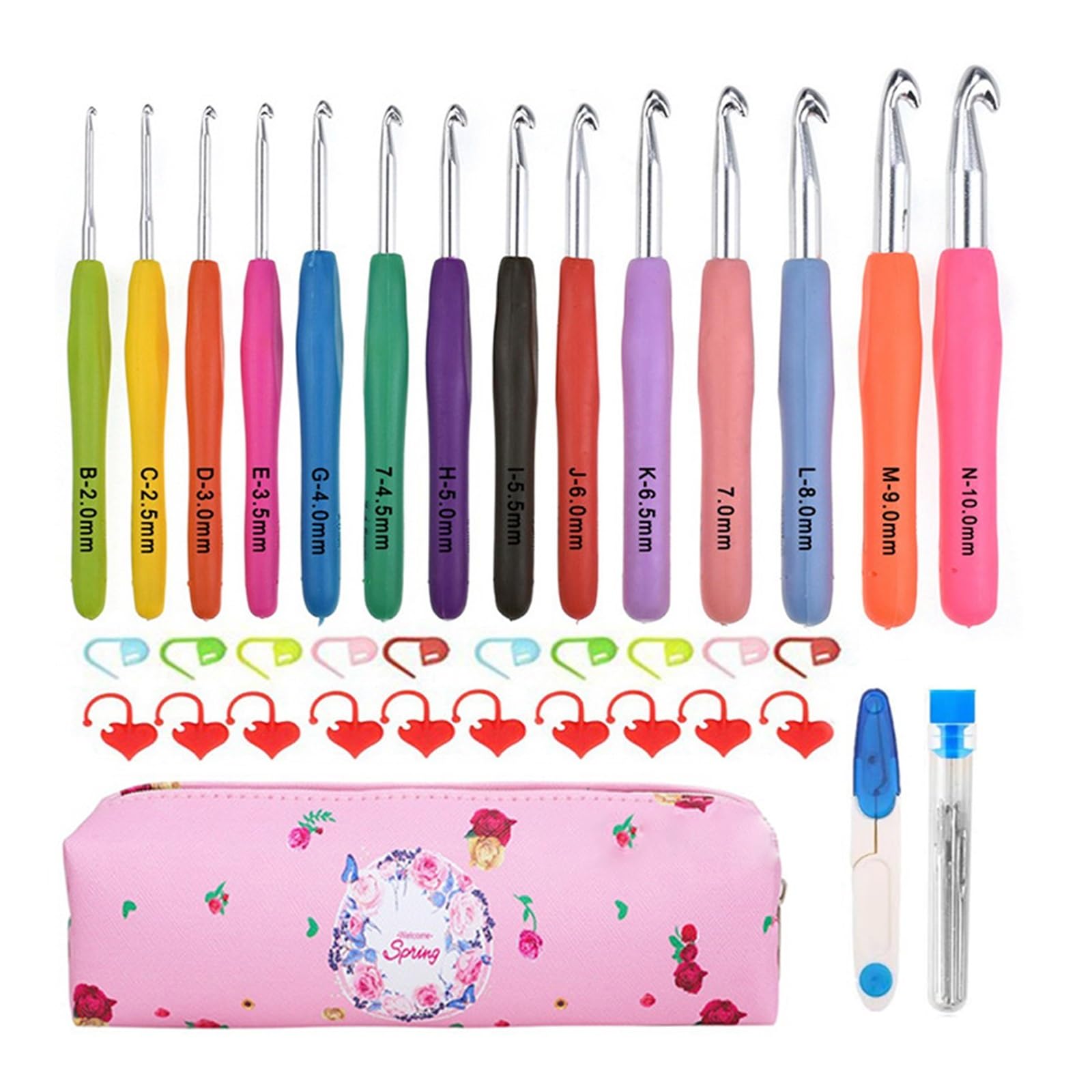L6NqIAG Crochet Kit 9Pcs Crochet Hook Set Colourful Hooks 3-12 mm Head for Beginners Ergonomic Plastic Knitting Needles(Color 3)