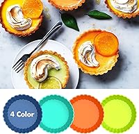 Vista 3 de Webake 8 Pack Silicone Tart and Pie Molds, 5 Inches Silicone Round Mold Individual Small Fluted Cake Pans Mini Quiche Tart Pans for Baking