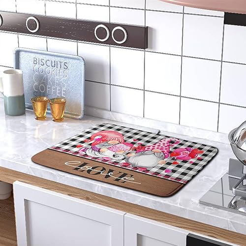 Vista 130 de Tapete de secado de platos con hojas de palma tropicales para encimera de cocina, 18 x 24 pulgadas, tapete de secado de cocina Monstera verde