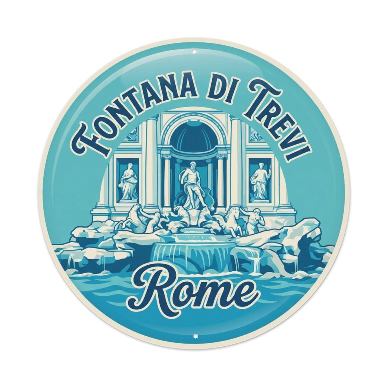 Vintage Travel Trevi Fountain Roma 1 Metal Tin Sign