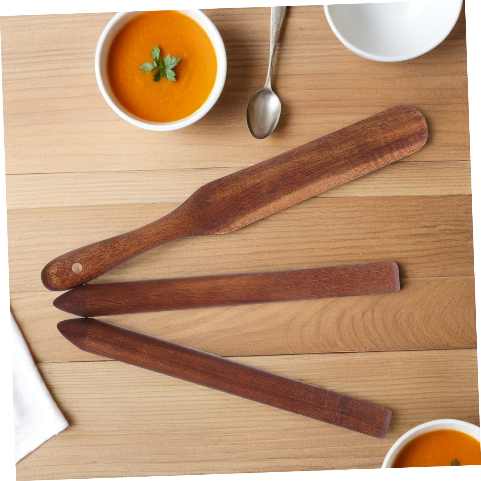 Varillas de Madera de Acacia para Mezclar Pan 3 Piezas Marrón