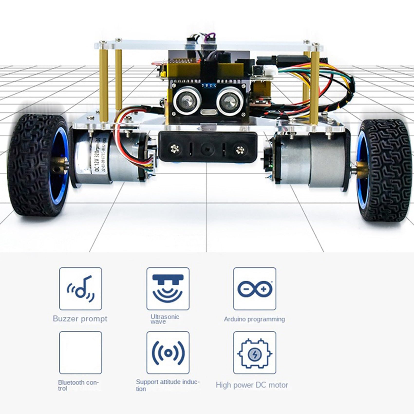 2X Programowanie Inteligentnego Robota Bluetooth Samochodowy Zestaw Inteligentnego Robota Elektroniczny Zestaw Montażowy Pilot Zdalnego Sterowania Zestaw na Ukowy DIY