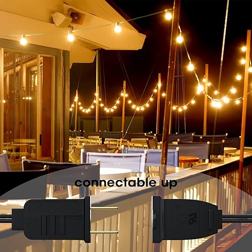Miniatura 4 de Tira de luces para exteriores ST38 de 100 pies para patio, con 50 (+2) bombillas LED impermeables e inastillables, luces Edison vintage colgantes en