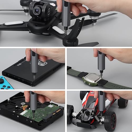 Miniatura 8 de SHARDEN Mini destornillador eléctrico, kit 29 en 1 pequeño destornillador eléctrico con 24 puntas magnéticas, herramienta de reparación inalámbrica