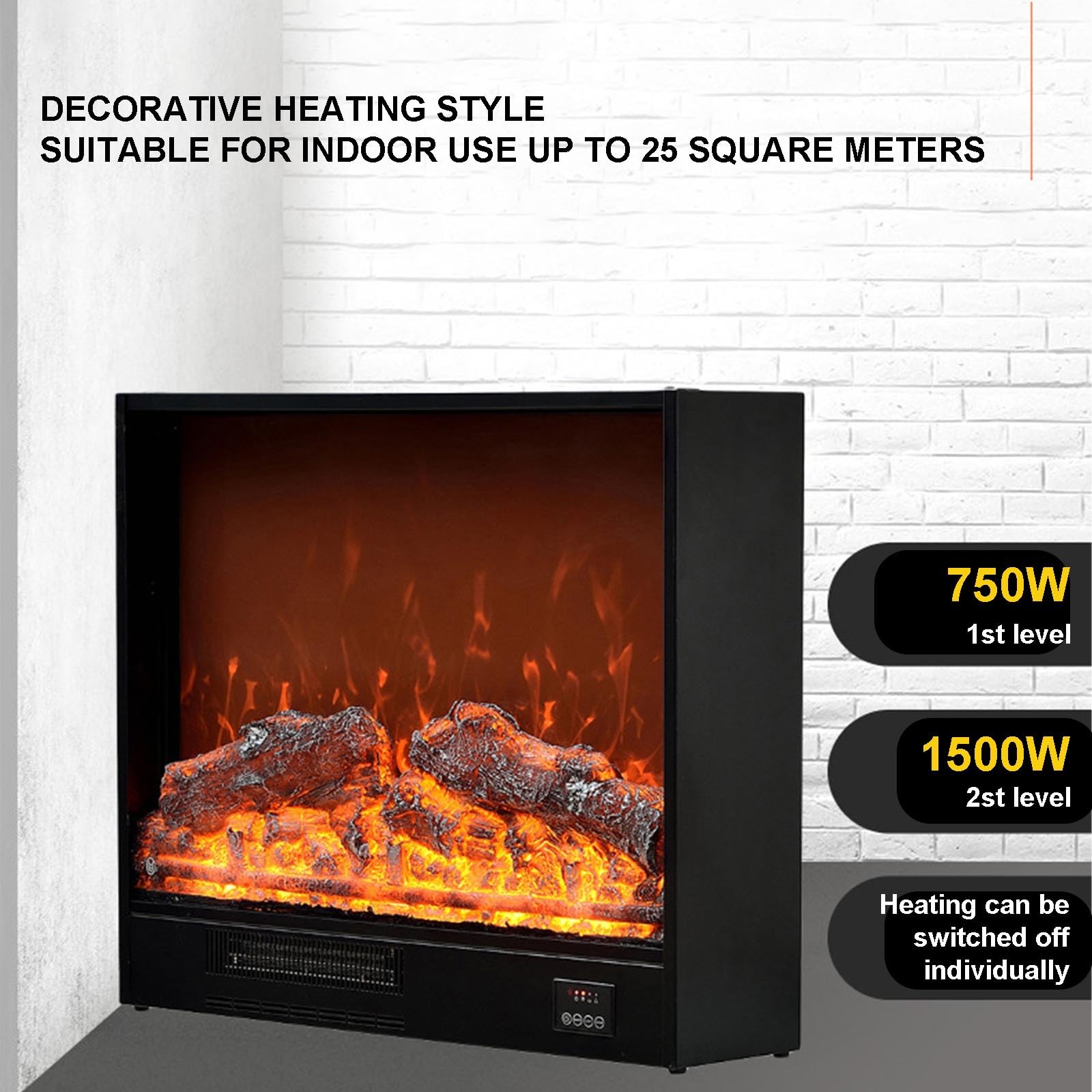 Insert De Cheminée Électrique Intelligent, 70/80 Cm pour Meuble TV, Bûche Et Effet 3D Réalistes, Chauffage À 2 Niveaux, Télécommande, Verre Trempé,70 * 18 * 60cm