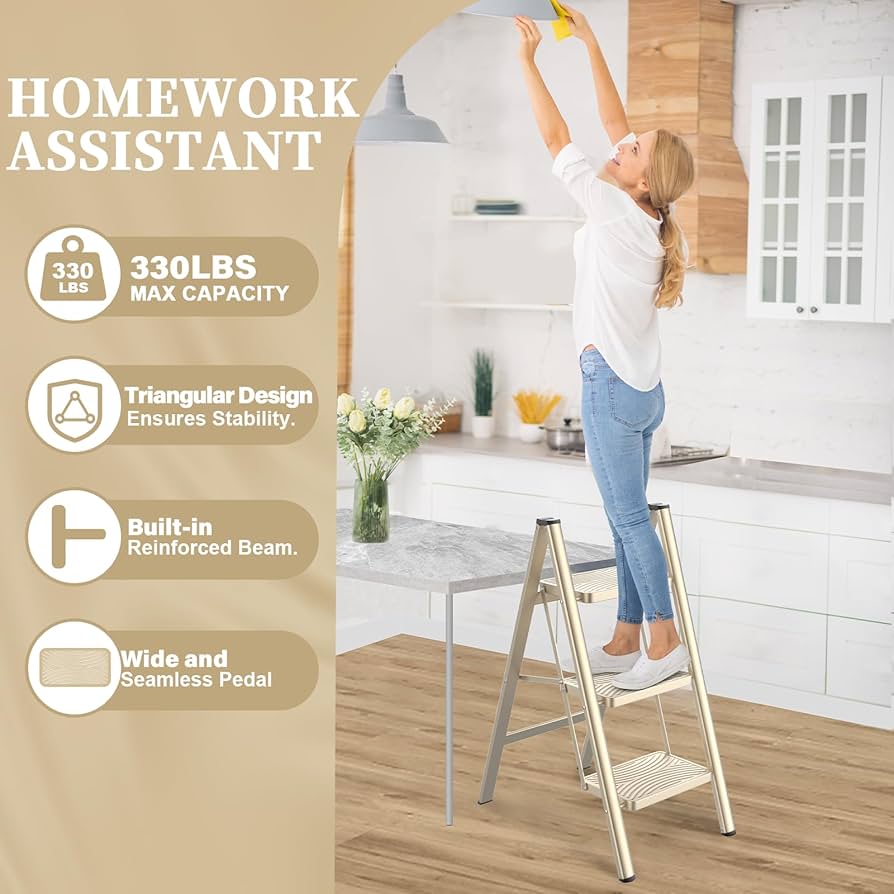 ERGOMASTER 3 Step Ladder Folding Step Stool Portable UK | Ubuy