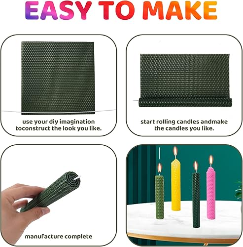 Miniatura 3 de Nafziger Paquete de 24 Hojas de Cera de Abeja de 8 x 8 Pulgadas para Kit Iniciador de Fabricación de Velas, Regalo de Manualidades DIY para Niños y