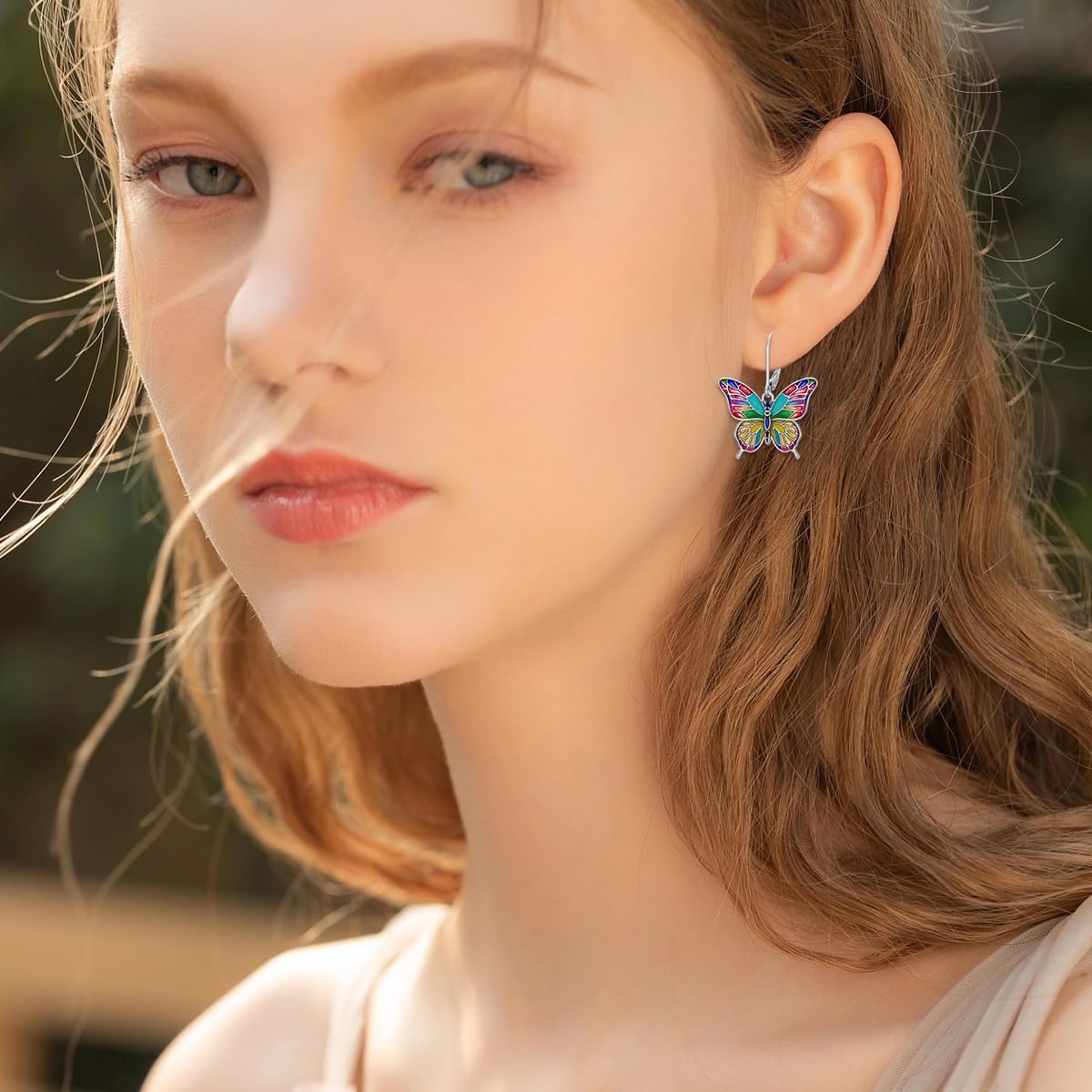 LONAGO Enamel Butterfly Drop Dangle Earrings for Women 925 Sterling Silver Butterfly Jewelry Gifts - Image 5
