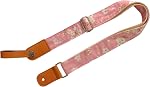 MUSIC FIRST Original Design Vintage “Pink Sakura” Soft Muslin & Genuine Leather Ukulele Strap Ukulele Shoulder Strap With a MUSIC FIRST Genuine Leather Str. Locker