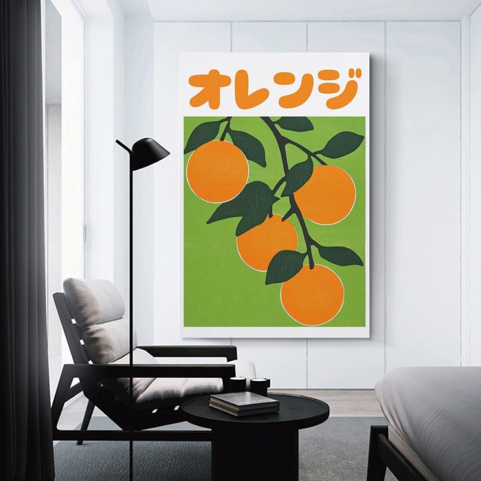 Junmoney Oranges Japanese Fruit Art Print Canvas Wall Decor, 24x36inch(60x90cm), for Home Walls, Creative Rooms Or Shared Spaces, Stylish Home Artwork for Focal Walls