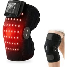 Knee Massager with Heat and Red Light Therapy, 5000mAh Heated Knee Brace with 6 Light Levels&6 Vibration, 660&850nm Red Light Therapy Device, Removable Washable Knee Brace, Gifts for SeniorsSingle