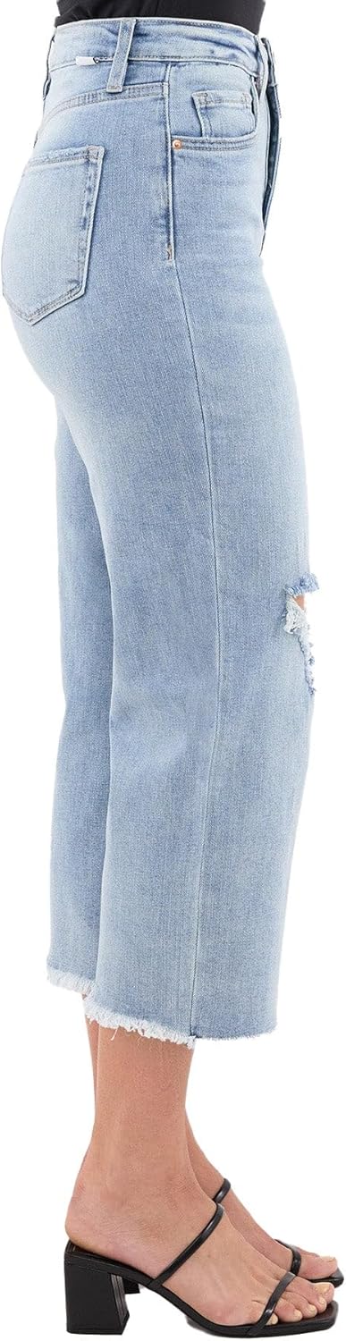 RFM Dylan High Rise Straight Cropped Fray Jeans with Built-in Tummy Control - Premium Stretchy Denim (Available in Plus) - Image 2