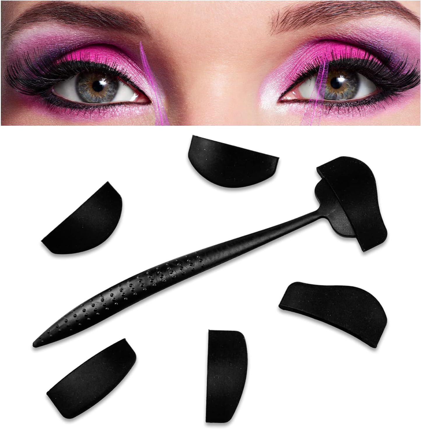 Slvianey Eyeshadow Stencils Crease Line Kit Eye Makeup Fixer Eyes Applicator Portable Quick Eyeshadow Stamp Tool for Women Girls in Seconds get Faultlless Makeup, black