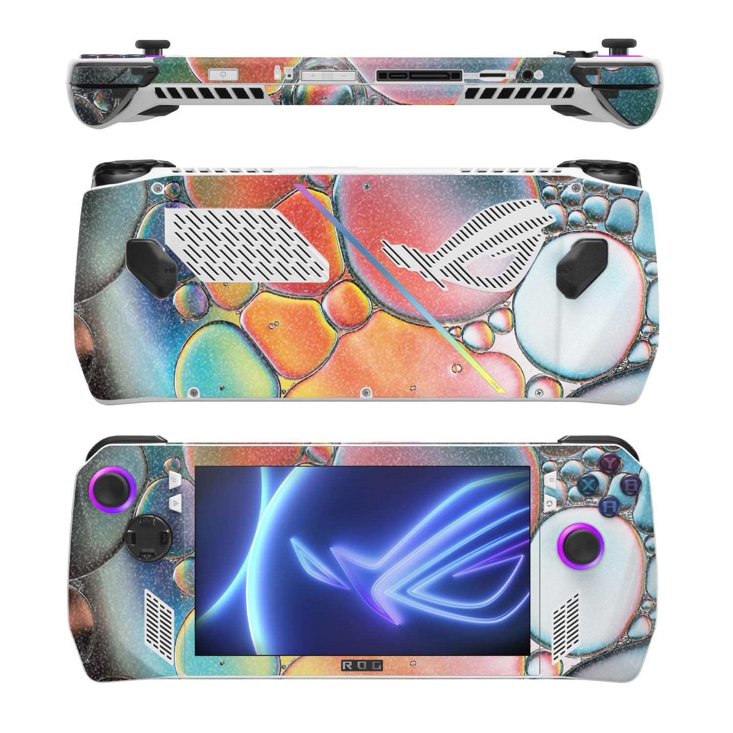MightySkins Glossy Glitter Skin Compatible with Asus ROG Ally - Rainbow Bubbles | Protective, Durable High-Gloss Glitter Finish | Easy to Apply