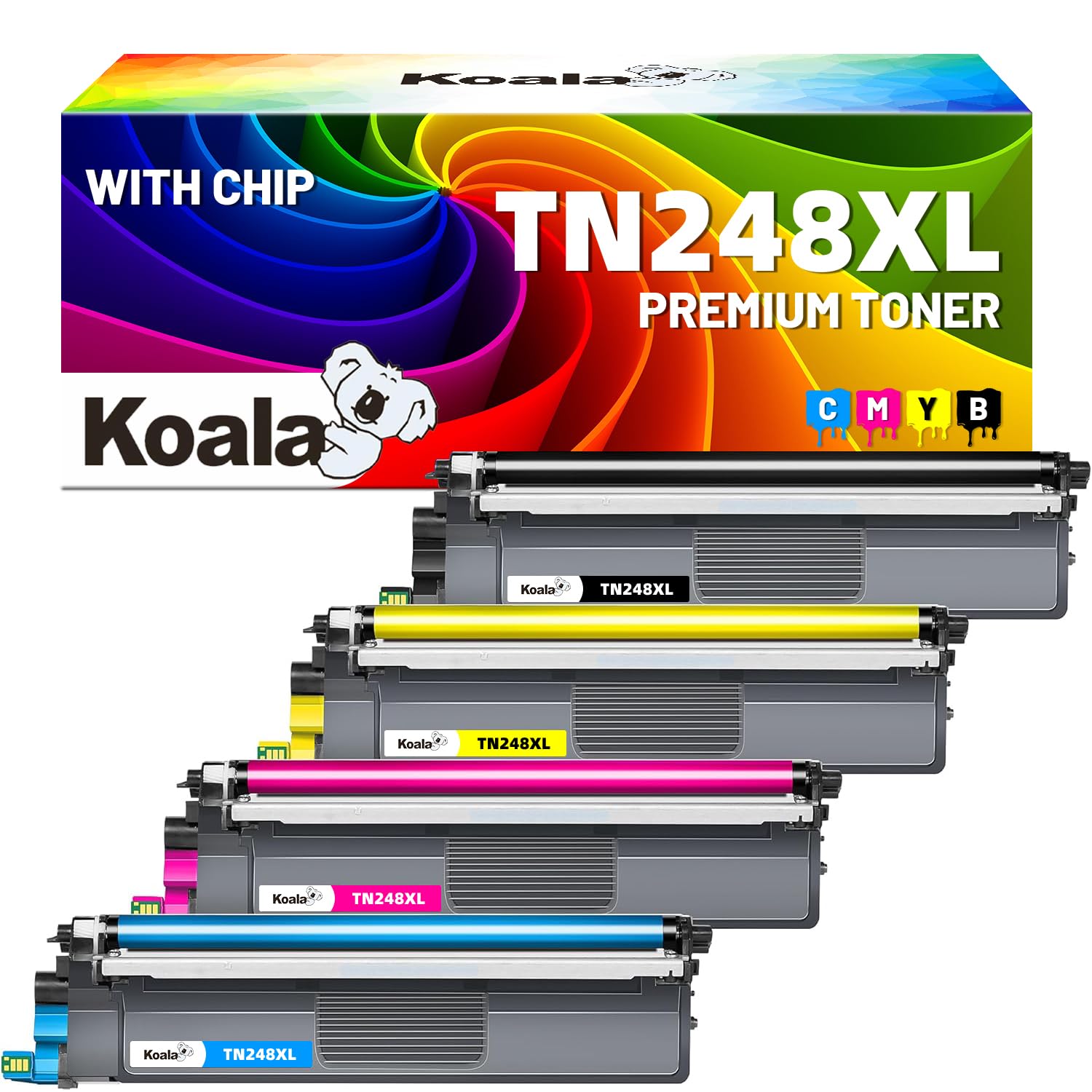 Koala TN248XL TN248 Toner Compatibile per Brother TN248 XL per MFC-L3760CDW MFC-L3740CDWE HL-L3215CW HL-L3220CWE HL-L3240CDW DCP-L3515CDW DCP-L3520CDWE DCP-L3520CDW DCP-L3560CDW Toner (4 Pack)