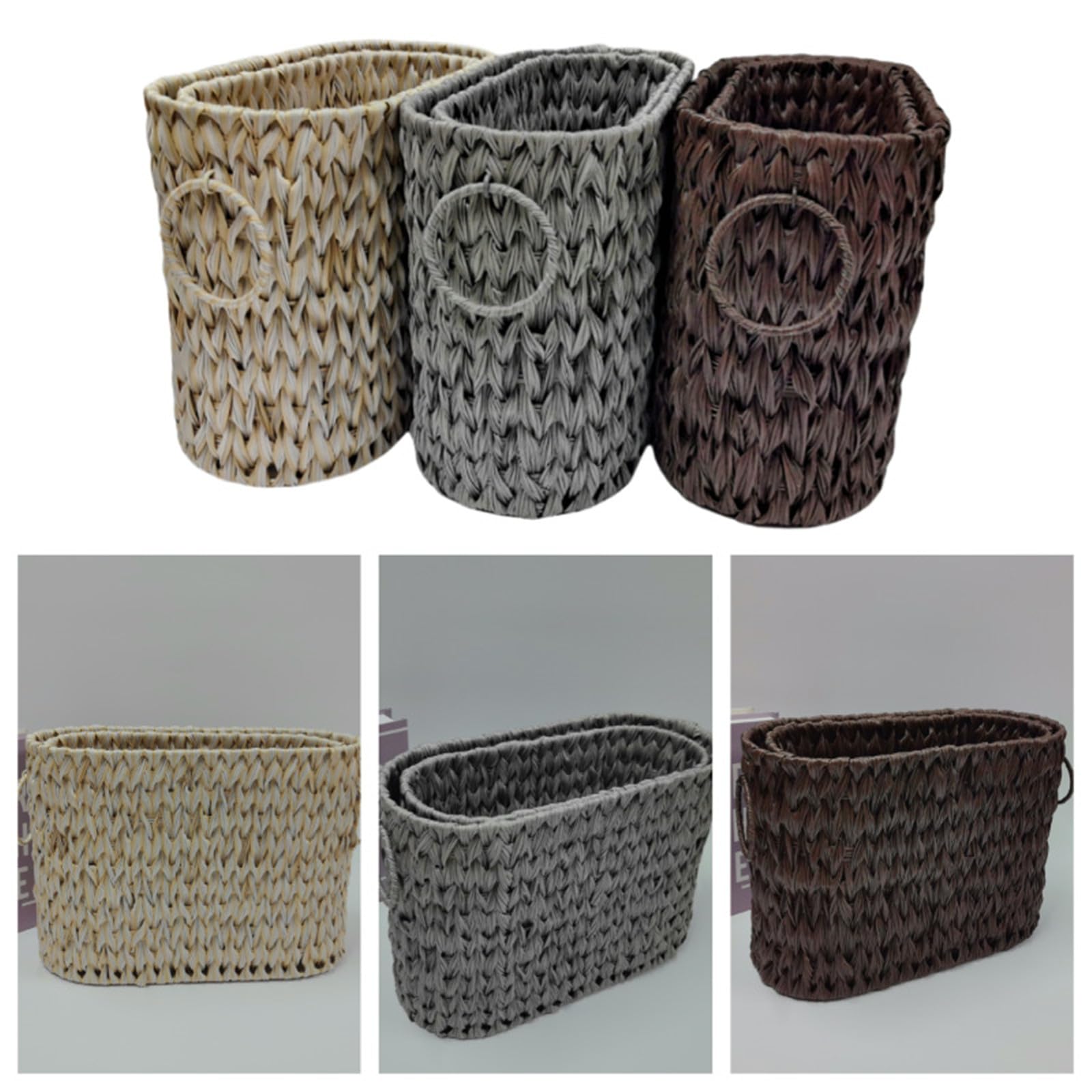 Élegante panier de rangement en osier pour papier toilette avec couvercle, pour petit organisateur de salle de bain, portable, capacité de 6 à 9 rouleaux