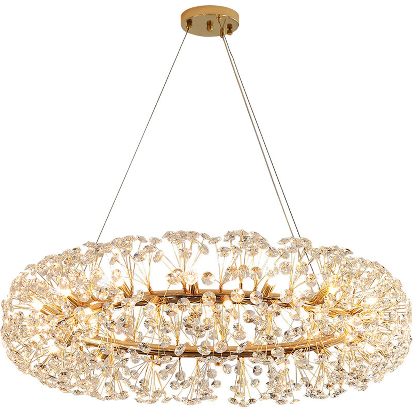 KXEcoLife Modern Crystal Chandeliers Firework, Light Fixture, Sputnik Chandelier Pendant Dandelion for Foyer Hallway Entryway Kitchen Bedroom,Ring D100cm